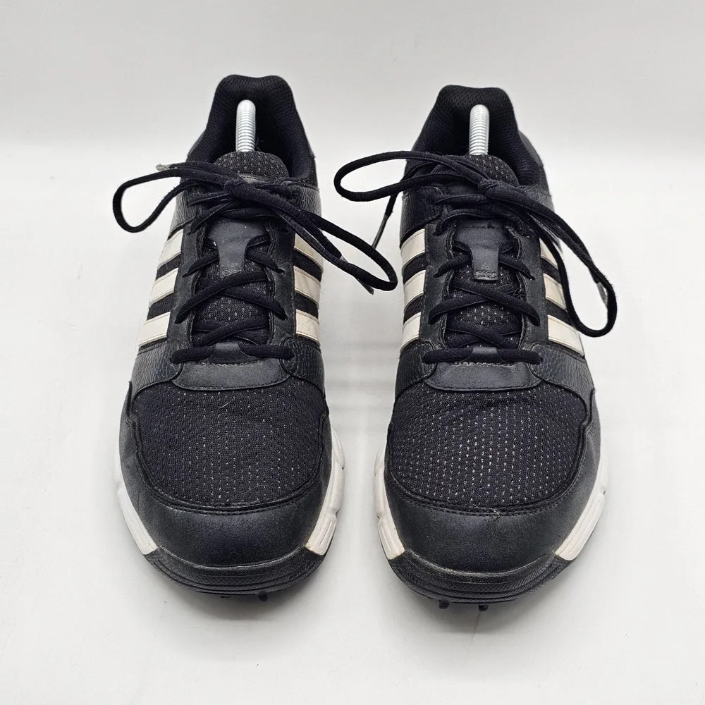 Adidas Golf Shoes Mens Size‎ 10.5 Black White TRAXION Spiked Cleats 816508